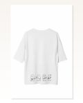 Grafik Baskılı Unisex Günlük Stil Beyaz Optik Beyaz Oversize Tişört Marketplace