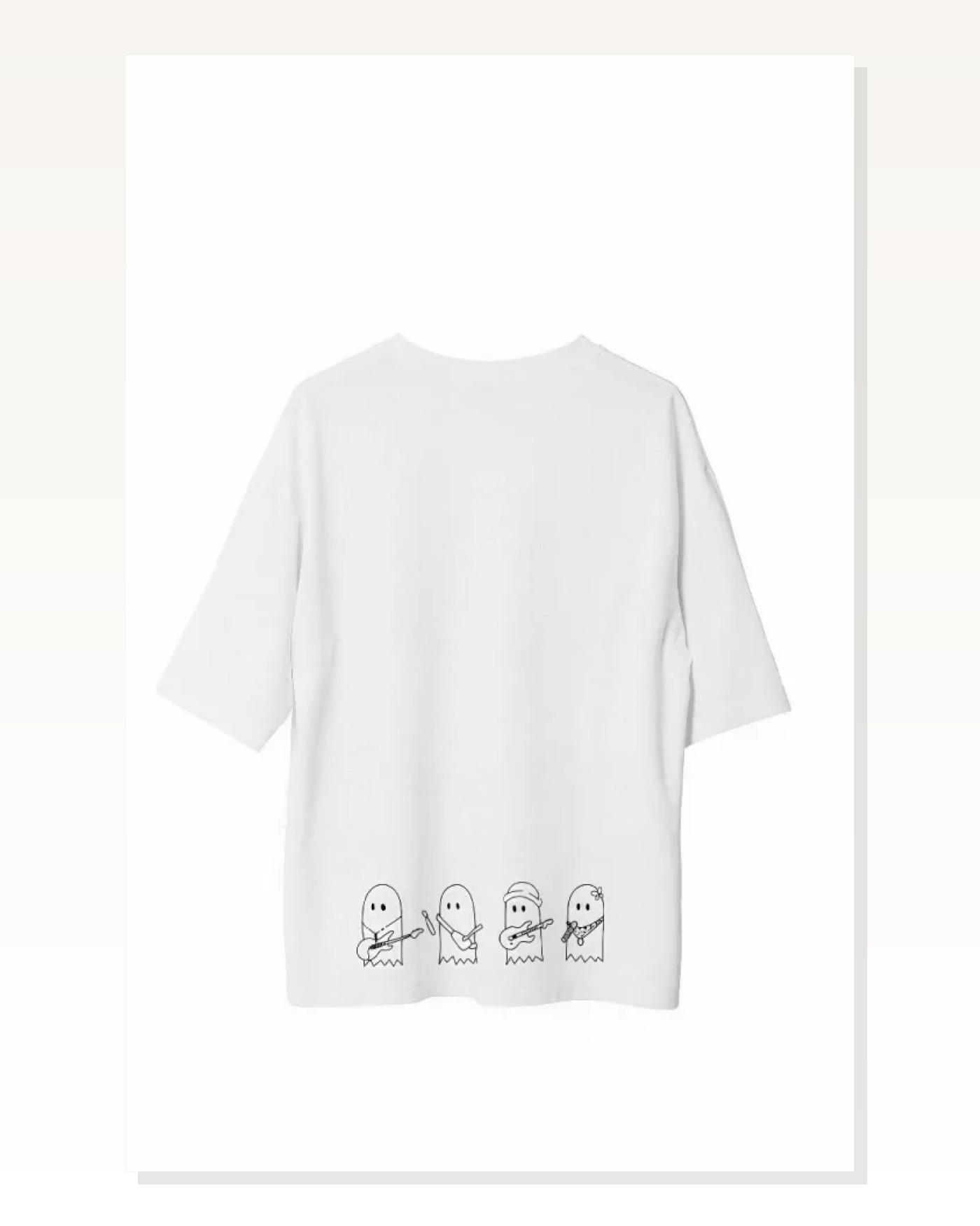 Grafik Baskılı Unisex Günlük Stil Beyaz Optik Beyaz Oversize Tişört Marketplace blank