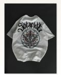 Grafik Baskılı Unisex Günlük Stil Beyaz Kristal Doku Oversize Tişört