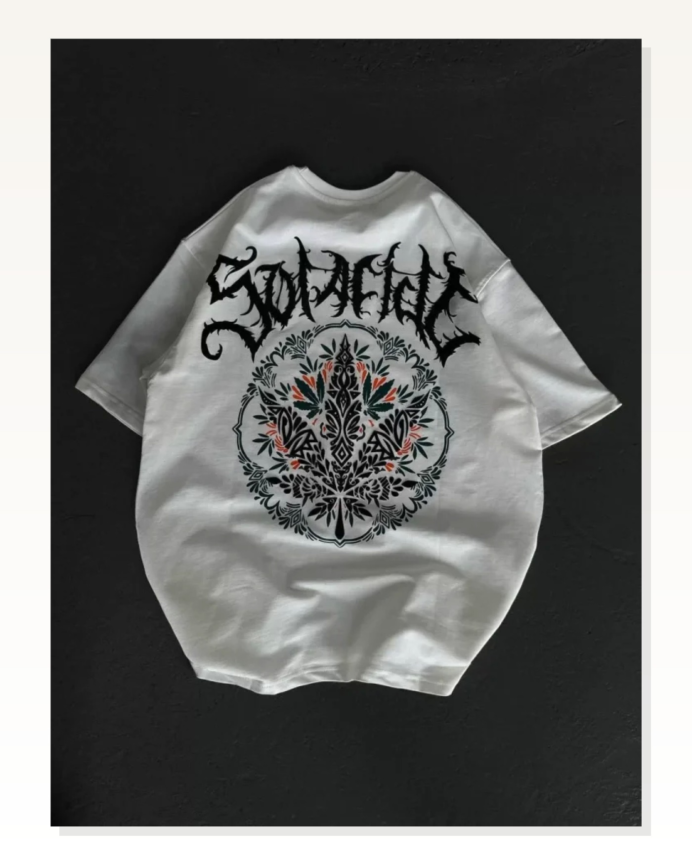 Grafik Baskılı Unisex Günlük Stil Beyaz Kristal Doku Oversize Tişört Marketplace blank