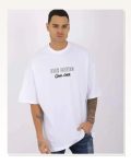 Baskılı Unisex Günlük Stil Beyaz Bisiklet Yaka Oversize Tişört