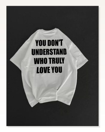 Baskılı Unisex Beyaz Minimalist Karakter Oversize Tişört