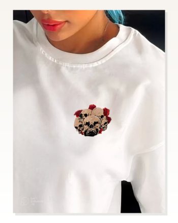 Baskılı Unisex Beyaz Kar Beyazı Retro Oversize Tişört