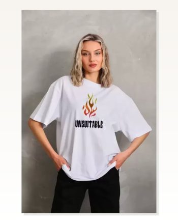 Baskılı Unisex Günlük Stil Beyaz Fine Art Galeri Oversize Tişört