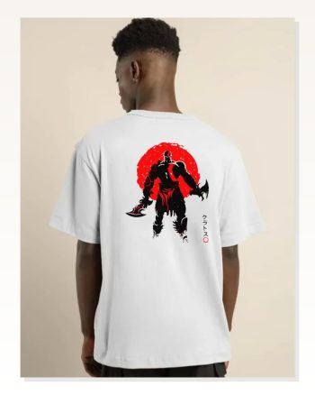 Baskılı Unisex Salaş Stil Beyaz Oversize Kesim Duble Tişört