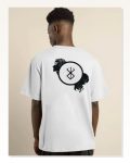 Unisex Günlük Stil Beyaz Minimal Art Çizim Detaylı Oversize Tişört