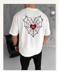 Unisex Günlük Stil Beyaz Kar Beyazı Grafik Tasarım Oversize Tişört