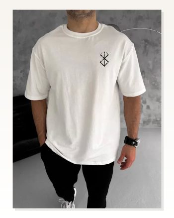 Baskılı Unisex Günlük Stil Beyaz Kristal Netliğinde Oversize Tişört