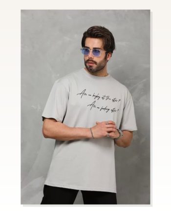 Baskılı Unisex Günlük Stil Melanj Gri Urban Koleksiyonu Oversize Tişört