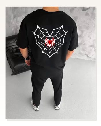 Baskılı Unisex Günlük Stil Siyah Karbon Siyahı Özel Oversize Tişört