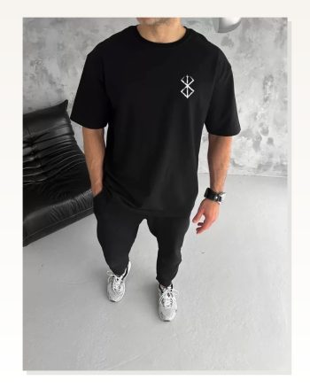 Baskılı Unisex Günlük Stil Siyah Streetwear Koleksiyonu Oversize Tişört