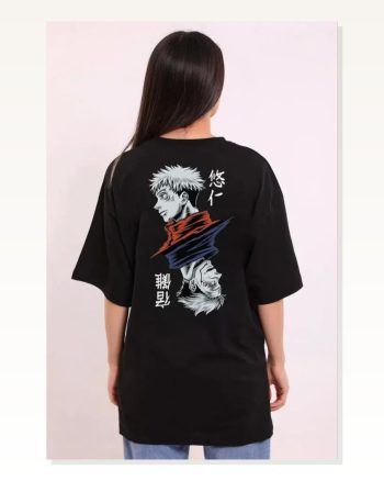 Baskılı Unisex Günlük Stil Siyah Vintage Eskiz Çizim Oversize Tişört