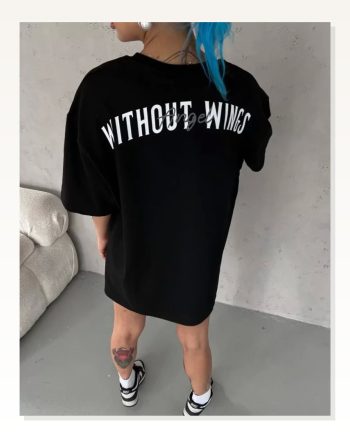Baskılı Unisex Günlük Stil Siyah Dark Mode Özel Seri Oversize Tişört