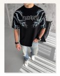 Baskılı Unisex Günlük Stil Siyah Gece Temalı Serigrafi Oversize Tişört Marketplace