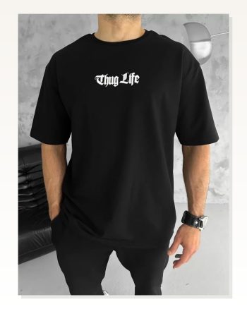 Baskılı Unisex Siyah Retro Karakter Pamuklu Oversize Tişört