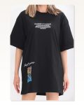 Baskı Detaylı Unisex Siyah Mat Premium Oversize Tişört