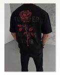 Baskılı Unisex Günlük Stil Siyah İmza Tasarım Bol Kesim Tişört Marketplace