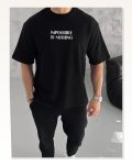 Baskılı Unisex Günlük Stil Siyah Derinlik Temalı Oversize Tişört Marketplace