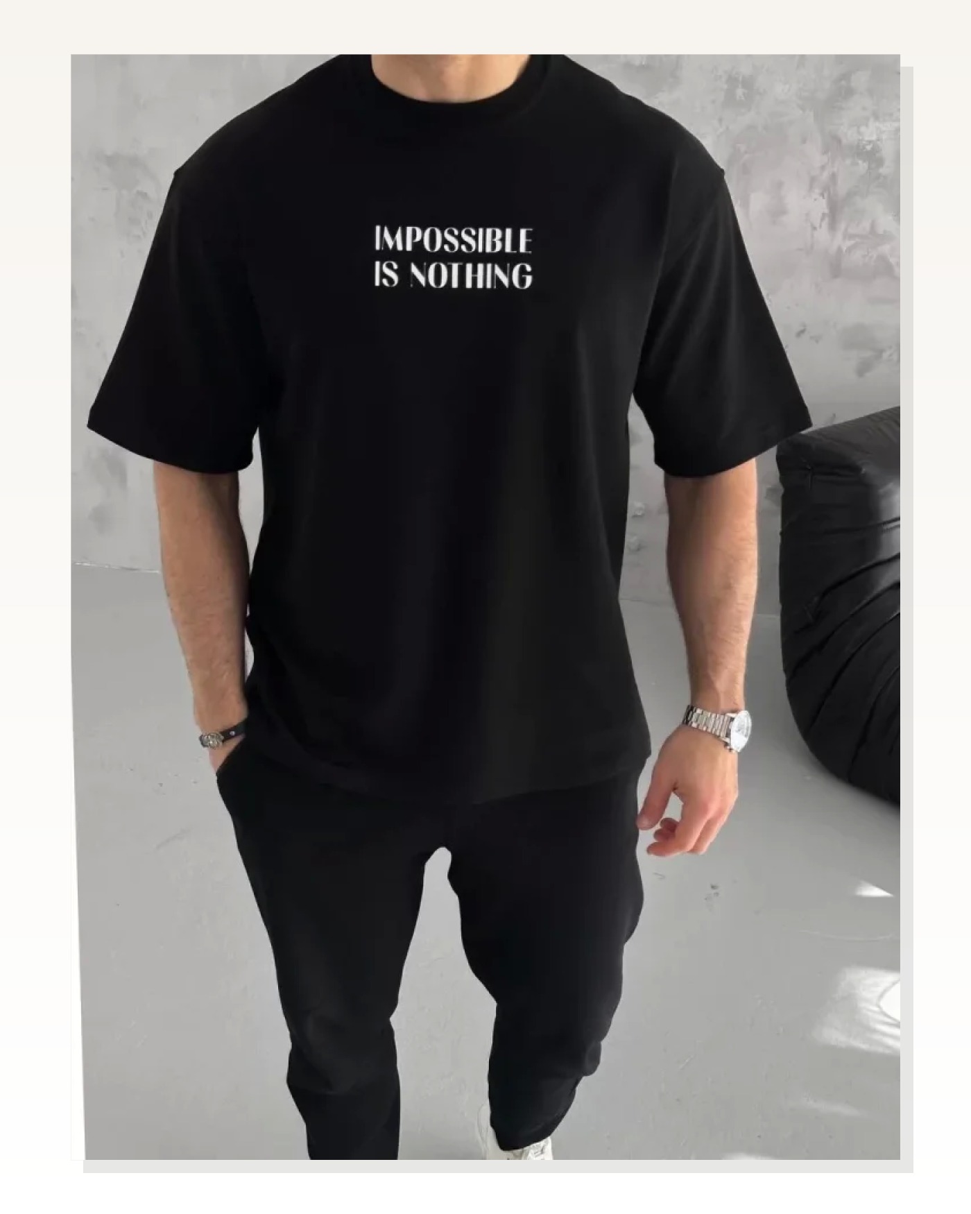 Baskılı Unisex Günlük Stil Siyah Derinlik Temalı Oversize Tişört Marketplace blank