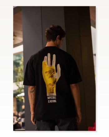 Baskılı Unisex Günlük Stil Siyah Mimari Desen Pamuklu Oversize Tişört