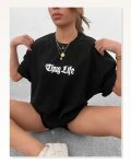 Soyut Desen Baskılı Unisex Siyah Premium Oversize Tişört
