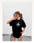 Baskılı Unisex Günlük Stil Siyah İkonik Sembol Oversize Tişört