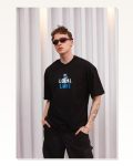 Modern Sanat Baskılı Unisex Siyah Premium Tişört