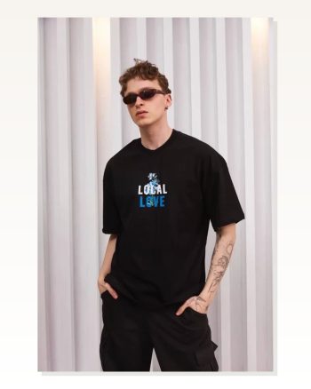 Modern Sanat Baskılı Unisex Siyah Premium Tişört