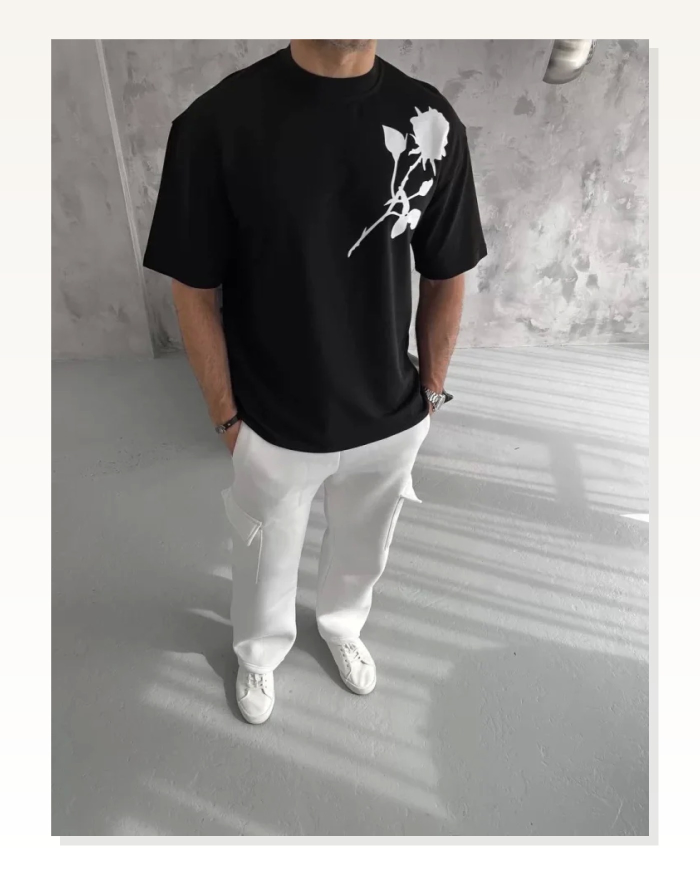 Grafik Baskılı Unisex Günlük Stil Siyah Pamuklu Oversize Tişört Marketplace blank