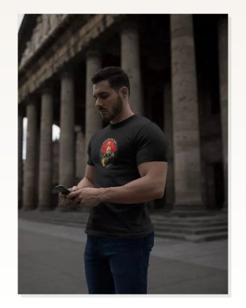 Baskı Detaylı Unisex Günlük Stil Siyah Hipster Kesim Tişört