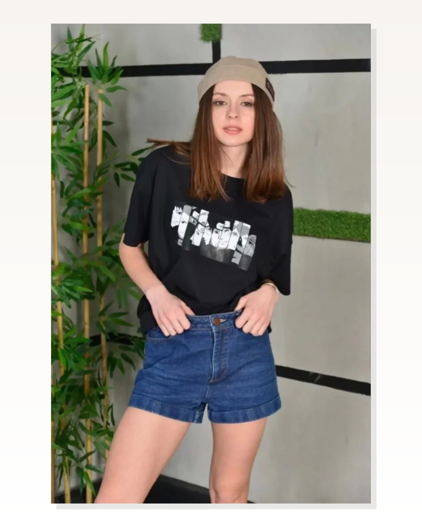 Baskılı Unisex Günlük Stil Soyut Figür Siyah Pamuklu Oversize Tişört Marketplace blank