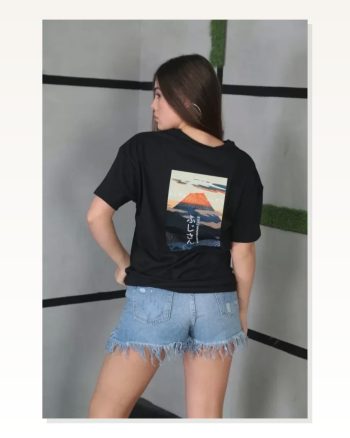 Modern Sanat Baskılı Unisex Siyah Pamuklu Oversize Tişört