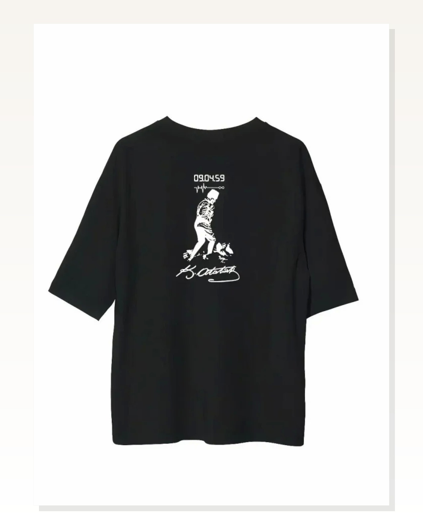 Baskılı Unisex Günlük Stil Siyah Bisiklet Yaka Oversize Tişört Marketplace blank