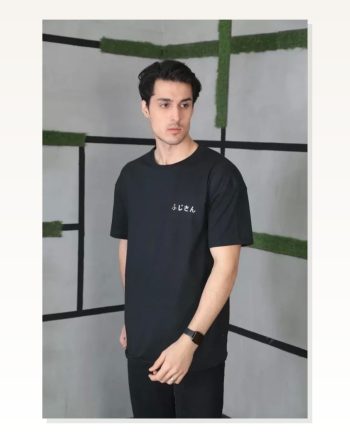 Baskı Detaylı Unisex Günlük Stil Grafik Siyah Pamuklu Oversize Tişört