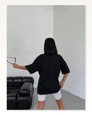 Sanatsal Baskılı Unisex Siyah Noir Serisi Oversize Tişört