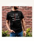 Baskılı Unisex Günlük Stil Siyah Bisiklet Yaka Oversize Tişört