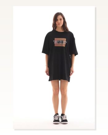 Desenli Unisex Günlük Stil Siyah Dark Edition Soyut Oversize Tişört