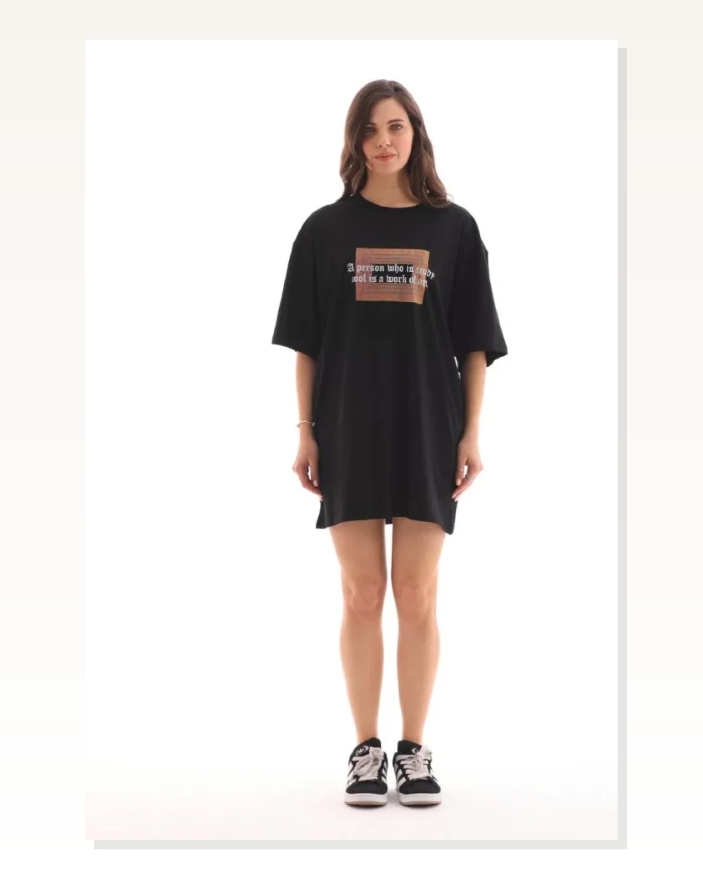 Desenli Unisex Günlük Stil Siyah Dark Edition Soyut Oversize Tişört Marketplace blank