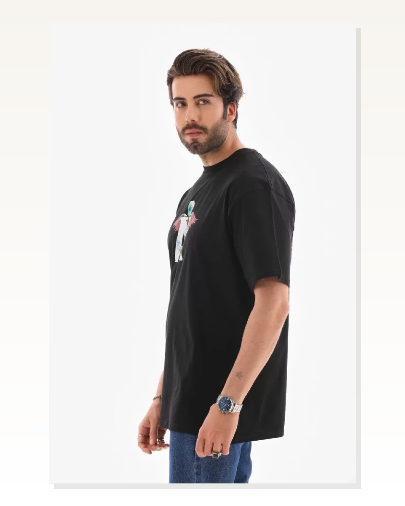 Baskılı Unisex Günlük Stil Siyah Grunge Estetik Yazı Oversize Tişört Marketplace blank