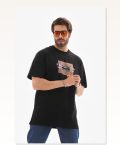 Grafik Baskılı Unisex Günlük Stil Siyah Urban Streetwear Oversize Tişört