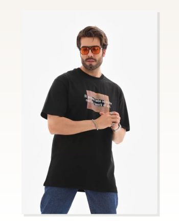 Grafik Baskılı Unisex Günlük Stil Siyah Urban Streetwear Oversize Tişört