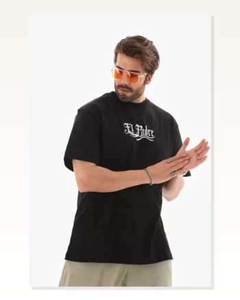Grafik Baskılı Unisex Günlük Stil Siyah Shadow Effect Oversize Tişört
