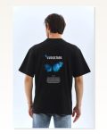 Desenli Unisex Günlük Stil Siyah Dark Edition Soyut Oversize Tişört