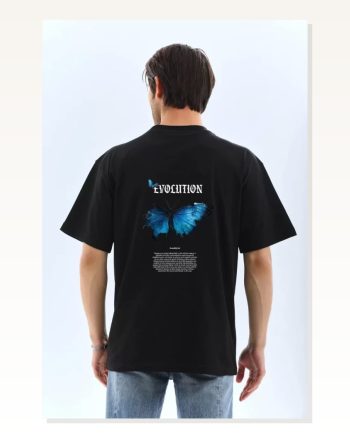 Desenli Unisex Günlük Stil Siyah Dark Edition Soyut Oversize Tişört
