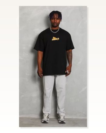 Baskılı Unisex Günlük Stil Siyah Urban Streetwear Yazı Oversize Tişört