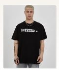 Baskılı Unisex Günlük Stil Siyah Bisiklet Yaka Oversize Tişört