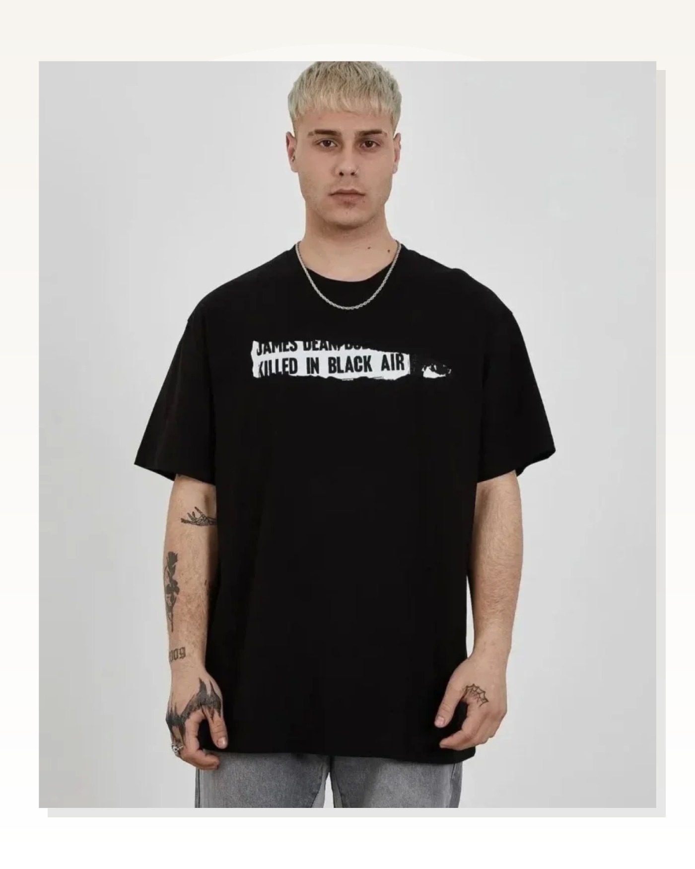 Baskılı Unisex Günlük Stil Siyah Bisiklet Yaka Oversize Tişört Marketplace blank