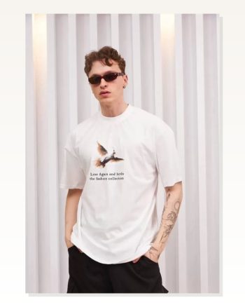 Baskılı Unisex Günlük Stil Siyah Matrix Efektli Dijital Tişört