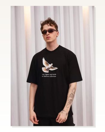 Baskılı Unisex Günlük Stil Beyaz Geometrik Soyutlama Tişört