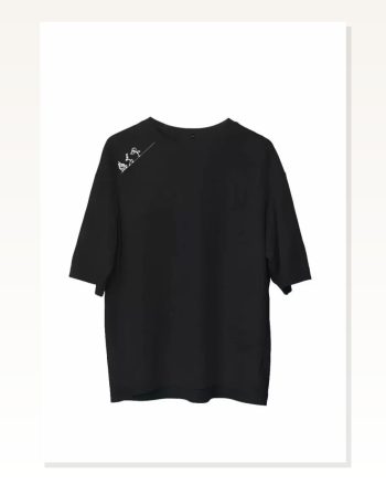 Grafik Baskılı Unisex Günlük Stil Siyah Loft Oversize Tişört
